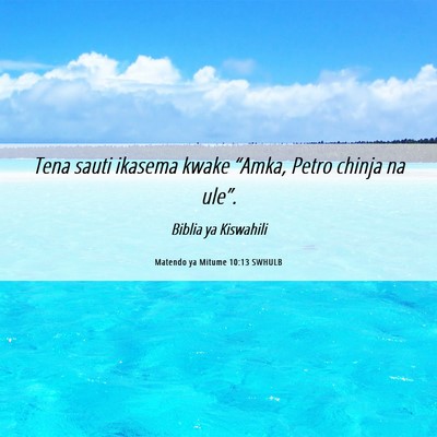 Picture 06 - Matendo ya Mitume 10:13 SWHULB - Tena sauti ikasema kwake “Amka, Petro chinja na - Bible Verse Picture