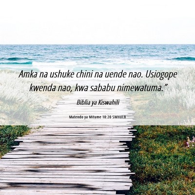 Picture 06 - Matendo ya Mitume 10:20 SWHULB - Amka na ushuke chini na uende nao. Usiogope - Bible Verse Picture