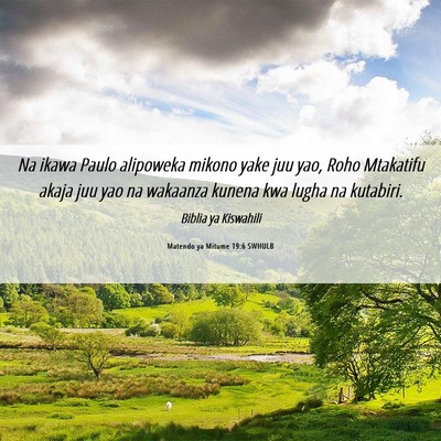 Picture 06 - Matendo ya Mitume 19:6 SWHULB - Na ikawa Paulo alipoweka mikono yake juu yao, - Bible Verse Picture