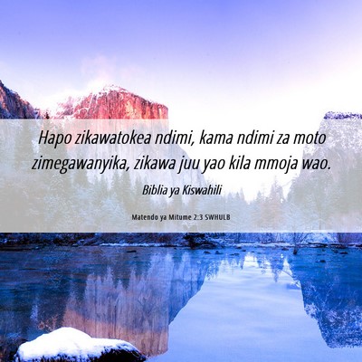 Picture 06 - Matendo ya Mitume 2:3 SWHULB - Hapo zikawatokea ndimi, kama ndimi za moto - Bible Verse Picture