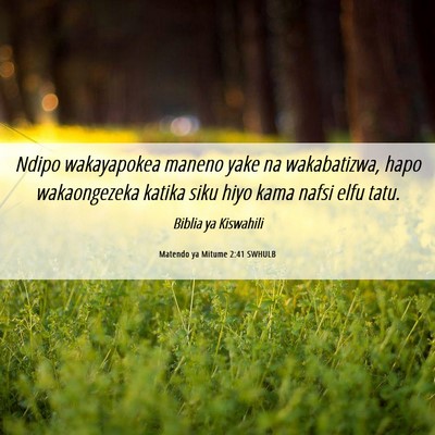 Picture 06 - Matendo ya Mitume 2:41 SWHULB - Ndipo wakayapokea maneno yake na wakabatizwa, - Bible Verse Picture