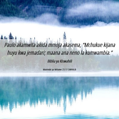 Picture 06 - Matendo ya Mitume 23:17 SWHULB - Paulo akamwita akida mmoja akasema, “Mchukue - Bible Verse Picture