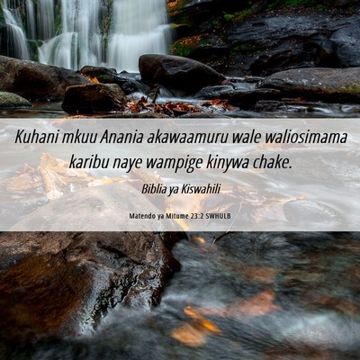 Picture 06 - Matendo ya Mitume 23:2 SWHULB - Kuhani mkuu Anania akawaamuru wale waliosimama - Bible Verse Picture