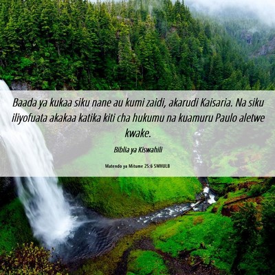 Picture 06 - Matendo ya Mitume 25:6 SWHULB - Baada ya kukaa siku nane au kumi zaidi, akarudi - Bible Verse Picture