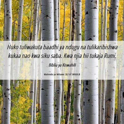 Picture 06 - Matendo ya Mitume 28:14 SWHULB - Huko tuliwakuta baadhi ya ndugu na tulikaribishwa - Bible Verse Picture