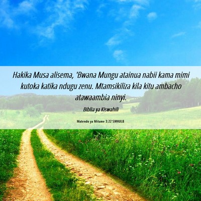 Picture 06 - Matendo ya Mitume 3:22 SWHULB - Hakika Musa alisema, 'Bwana Mungu atainua nabii - Bible Verse Picture