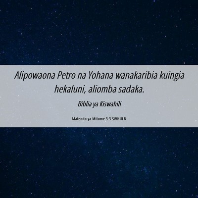 Picture 06 - Matendo ya Mitume 3:3 SWHULB - Alipowaona Petro na Yohana wanakaribia kuingia - Bible Verse Picture