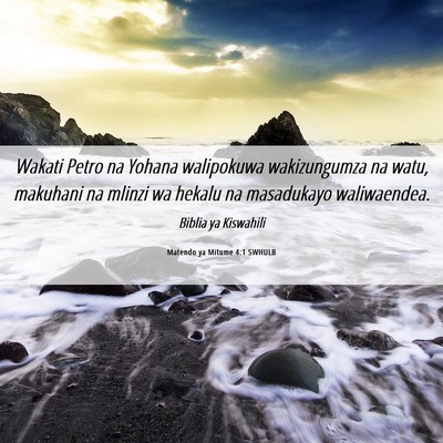 Picture 06 - Matendo ya Mitume 4:1 SWHULB - Wakati Petro na Yohana walipokuwa wakizungumza na - Bible Verse Picture
