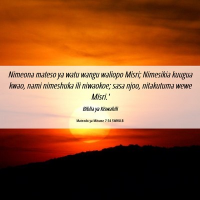 Picture 06 - Matendo ya Mitume 7:34 SWHULB - Nimeona mateso ya watu wangu waliopo Misri; - Bible Verse Picture