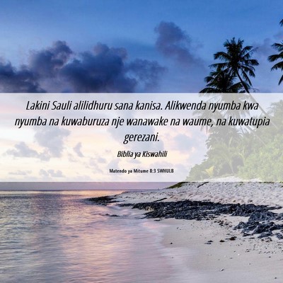 Picture 06 - Matendo ya Mitume 8:3 SWHULB - Lakini Sauli alilidhuru sana kanisa. Alikwenda - Bible Verse Picture
