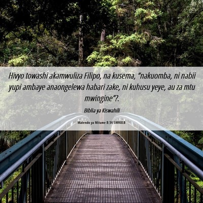Picture 06 - Matendo ya Mitume 8:34 SWHULB - Hivyo towashi akamwuliza Filipo, na kusema, - Bible Verse Picture
