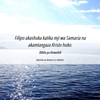 Picture 06 - Matendo ya Mitume 8:5 SWHULB - Filipo akashuka katika mji wa Samaria na - Bible Verse Picture