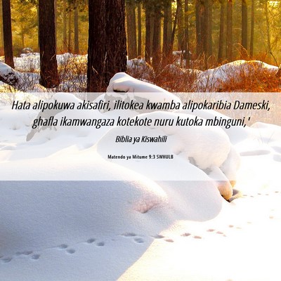 Picture 06 - Matendo ya Mitume 9:3 SWHULB - Hata alipokuwa akisafiri, ilitokea kwamba - Bible Verse Picture