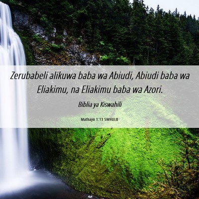 Picture 06 - Mathayo 1:13 SWHULB - Zerubabeli alikuwa baba wa Abiudi, Abiudi baba wa - Bible Verse Picture