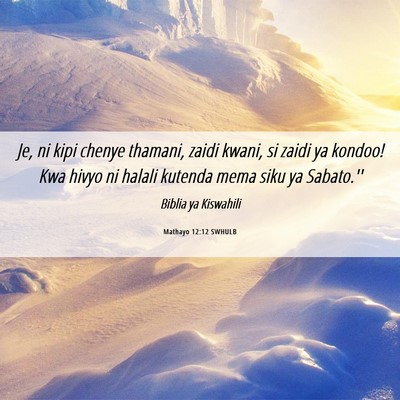 Picture 06 - Mathayo 12:12 SWHULB - Je, ni kipi chenye thamani, zaidi kwani, si zaidi - Bible Verse Picture