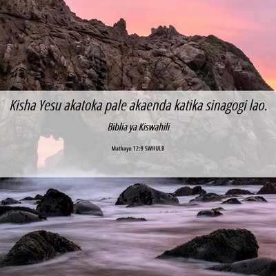 Picture 06 - Mathayo 12:9 SWHULB - Kisha Yesu akatoka pale akaenda katika sinagogi - Bible Verse Picture