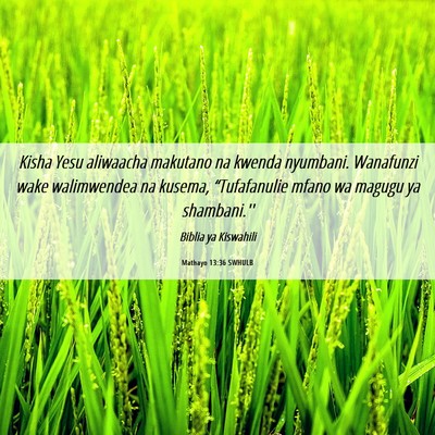 Picture 06 - Mathayo 13:36 SWHULB - Kisha Yesu aliwaacha makutano na kwenda nyumbani. - Bible Verse Picture
