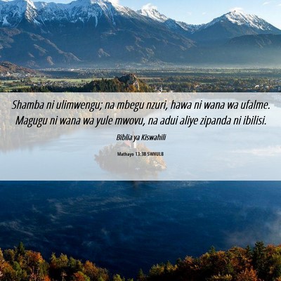 Picture 06 - Mathayo 13:38 SWHULB - Shamba ni ulimwengu; na mbegu nzuri, hawa ni wana - Bible Verse Picture
