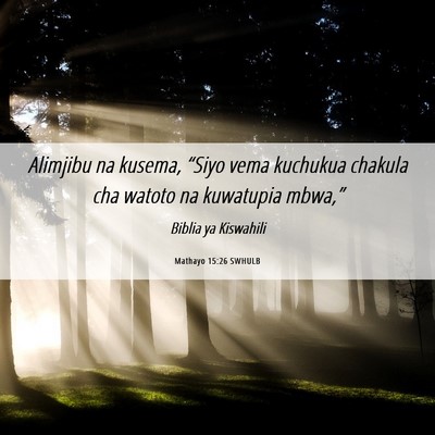 Picture 06 - Mathayo 15:26 SWHULB - Alimjibu na kusema, “Siyo vema kuchukua chakula - Bible Verse Picture