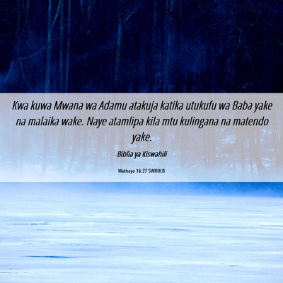 Picture 06 - Mathayo 16:27 SWHULB - Kwa kuwa Mwana wa Adamu atakuja katika utukufu wa - Bible Verse Picture
