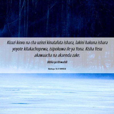 Picture 06 - Mathayo 16:4 SWHULB - Kizazi kiovu na cha uzinzi kinatafuta ishara, - Bible Verse Picture