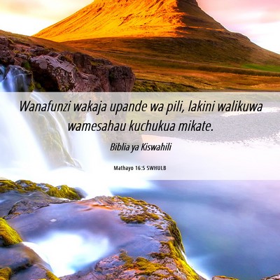 Picture 06 - Mathayo 16:5 SWHULB - Wanafunzi wakaja upande wa pili, lakini walikuwa - Bible Verse Picture