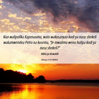 Picture 06 - Mathayo 17:24 SWHULB - Nao walipofika Kapenaumu, watu wakusanyao kodi ya - Bible Verse Picture