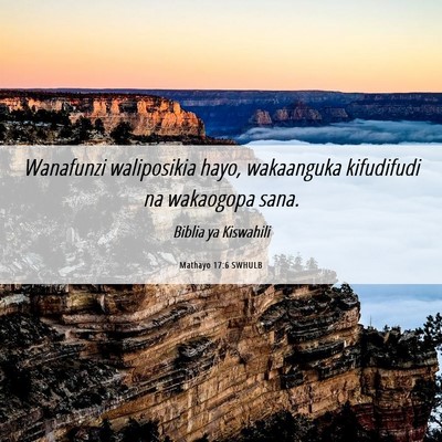 Picture 06 - Mathayo 17:6 SWHULB - Wanafunzi waliposikia hayo, wakaanguka kifudifudi - Bible Verse Picture