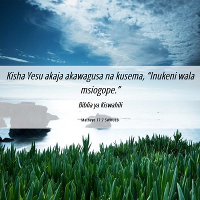 Picture 06 - Mathayo 17:7 SWHULB - Kisha Yesu akaja akawagusa na kusema, “Inukeni - Bible Verse Picture