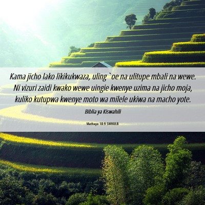 Picture 06 - Mathayo 18:9 SWHULB - Kama jicho lako likikukwaza, uling`oe na ulitupe - Bible Verse Picture