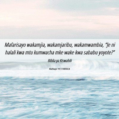 Picture 06 - Mathayo 19:3 SWHULB - Mafarisayo wakamjia, wakamjaribu, wakamwambia, - Bible Verse Picture