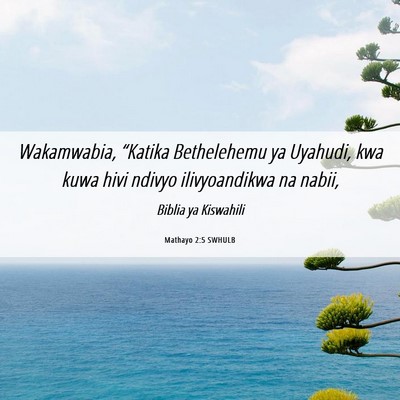 Picture 06 - Mathayo 2:5 SWHULB - Wakamwabia, “Katika Bethelehemu ya Uyahudi, kwa - Bible Verse Picture