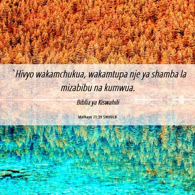 Picture 06 - Mathayo 21:39 SWHULB - `Hivyo wakamchukua, wakamtupa nje ya shamba la - Bible Verse Picture