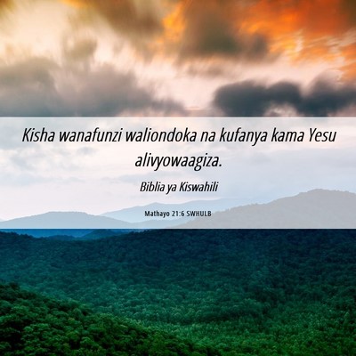 Picture 06 - Mathayo 21:6 SWHULB - Kisha wanafunzi waliondoka na kufanya kama Yesu - Bible Verse Picture