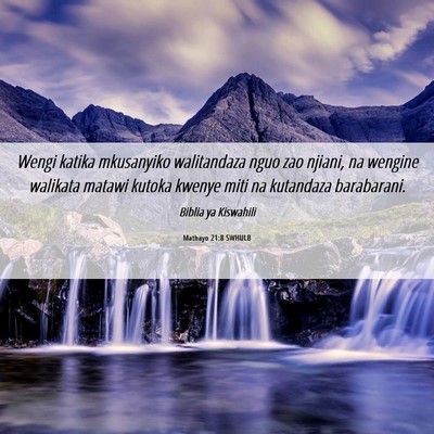 Picture 06 - Mathayo 21:8 SWHULB - Wengi katika mkusanyiko walitandaza nguo zao - Bible Verse Picture