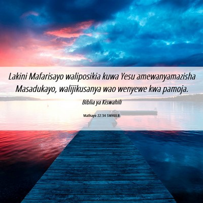 Picture 06 - Mathayo 22:34 SWHULB - Lakini Mafarisayo waliposikia kuwa Yesu - Bible Verse Picture