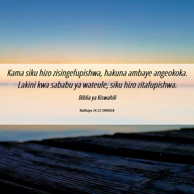 Picture 06 - Mathayo 24:22 SWHULB - Kama siku hizo zisingefupishwa, hakuna ambaye - Bible Verse Picture