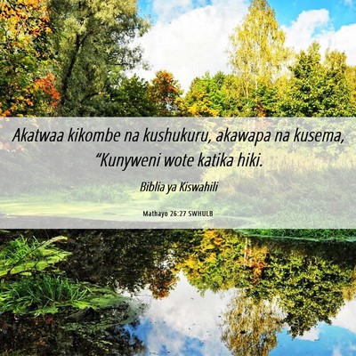 Picture 06 - Mathayo 26:27 SWHULB - Akatwaa kikombe na kushukuru, akawapa na kusema, - Bible Verse Picture