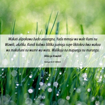 Picture 06 - Mathayo 26:47 SWHULB - Wakati alipokuwa bado anaongea, Yuda mmoja wa - Bible Verse Picture