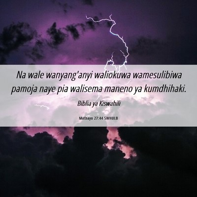 Picture 06 - Mathayo 27:44 SWHULB - Na wale wanyang'anyi waliokuwa wamesulibiwa - Bible Verse Picture