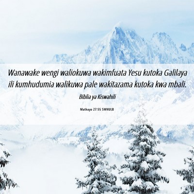 Picture 06 - Mathayo 27:55 SWHULB - Wanawake wengi waliokuwa wakimfuata Yesu kutoka - Bible Verse Picture
