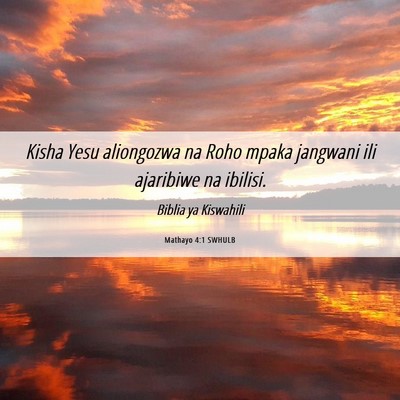 Picture 06 - Mathayo 4:1 SWHULB - Kisha Yesu aliongozwa na Roho mpaka jangwani ili - Bible Verse Picture