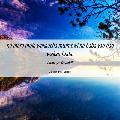 Picture 06 - Mathayo 4:22 SWHULB - na mara moja wakaacha mtumbwi na baba yao nao - Bible Verse Picture