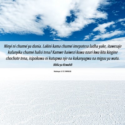 Picture 06 - Mathayo 5:13 SWHULB - Ninyi ni chumvi ya dunia. Lakini kama chumvi - Bible Verse Picture