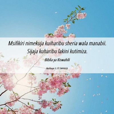 Picture 06 - Mathayo 5:17 SWHULB - Msifikiri nimekuja kuiharibu sheria wala manabii. - Bible Verse Picture