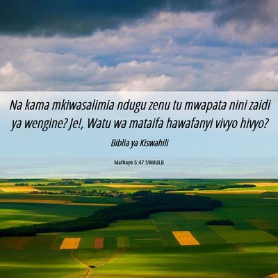 Picture 06 - Mathayo 5:47 SWHULB - Na kama mkiwasalimia ndugu zenu tu mwapata nini - Bible Verse Picture