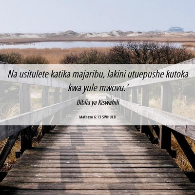 Picture 06 - Mathayo 6:13 SWHULB - Na usitulete katika majaribu, lakini utuepushe - Bible Verse Picture