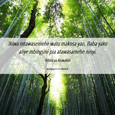 Picture 06 - Mathayo 6:14 SWHULB - Ikiwa mtawasemehe watu makosa yao, Baba yako - Bible Verse Picture