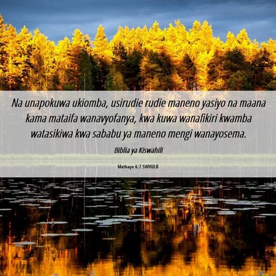 Picture 06 - Mathayo 6:7 SWHULB - Na unapokuwa ukiomba, usirudie rudie maneno - Bible Verse Picture