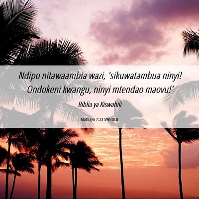 Picture 06 - Mathayo 7:23 SWHULB - Ndipo nitawaambia wazi, 'sikuwatambua ninyi! - Bible Verse Picture